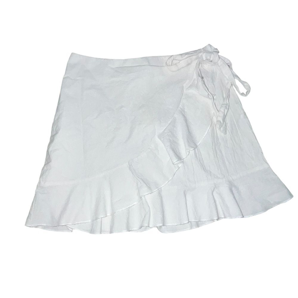 Women's White Ruffle Wrap Skirt